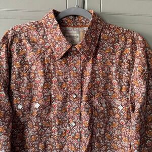 Panhandle Rough Stock Aztec Geo Print Diamond Snap LS Shirt, Brown,XL Snap Shirt